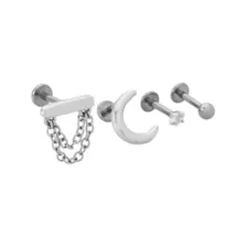 Multi-Pack Star CZ and Moon Titanium Cartilage Barbells 4 Pack - 16 Gauge at Spencer's