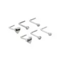 Multi-Pack CZ Titanium Heart L Bend Nose Rings 6 Pack - 20 Gauge at Spencer's