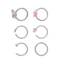 Multi-Pack CZ Pink Bow Butterfly Heart Hoop Nose Rings 6 Pack - 20 Gauge at Spencer's