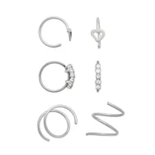 Multi-Pack Titanium Spiral and Half Nose Hoops 6 Pack - 20 Gauge at Spencer's