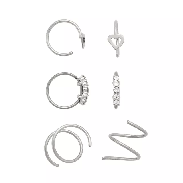 Multi-Pack Titanium Spiral and Half Nose Hoops 6 Pack - 20 Gauge at Spencer's