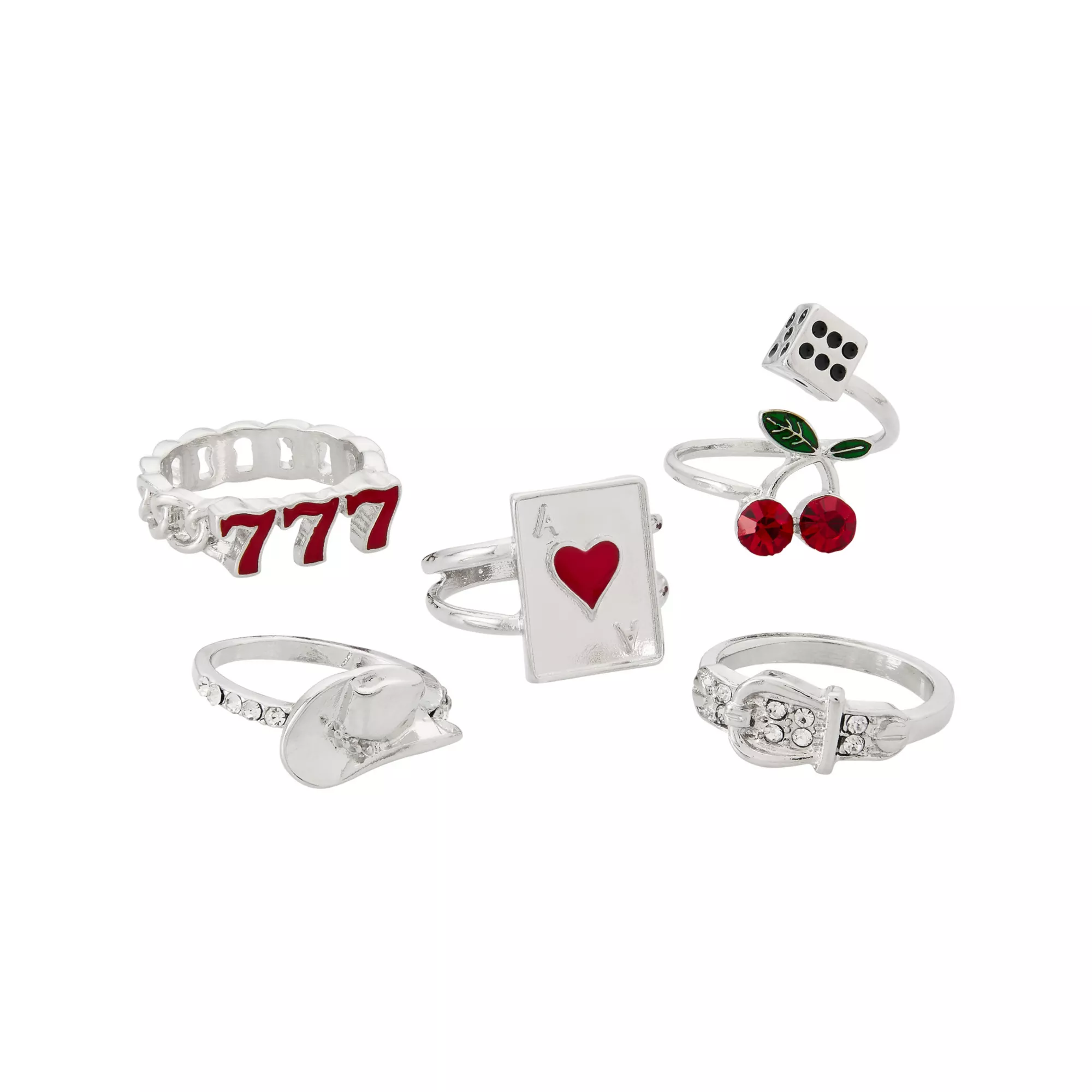 Multi-Pack Gambler Glam Rings - 5 Pack at Spencer's