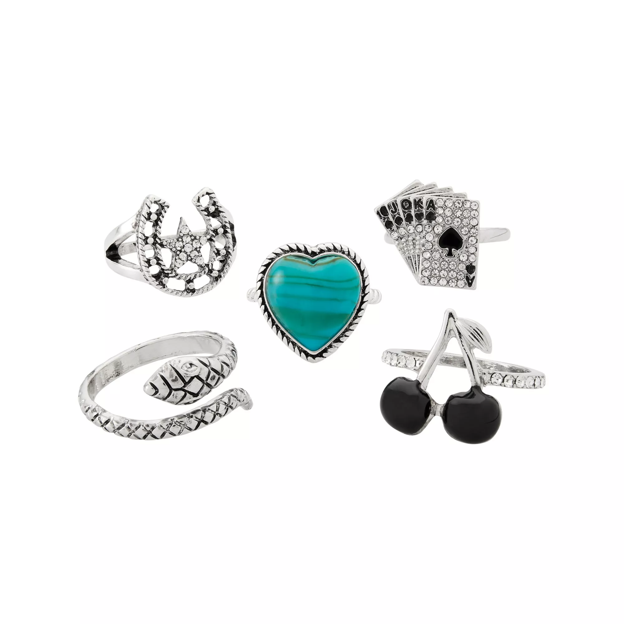 Multi-Pack Jackpot Noir Rings - 5 Pack at Spencer's