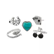 Multi-Pack Jackpot Noir Rings - 5 Pack at Spencer's