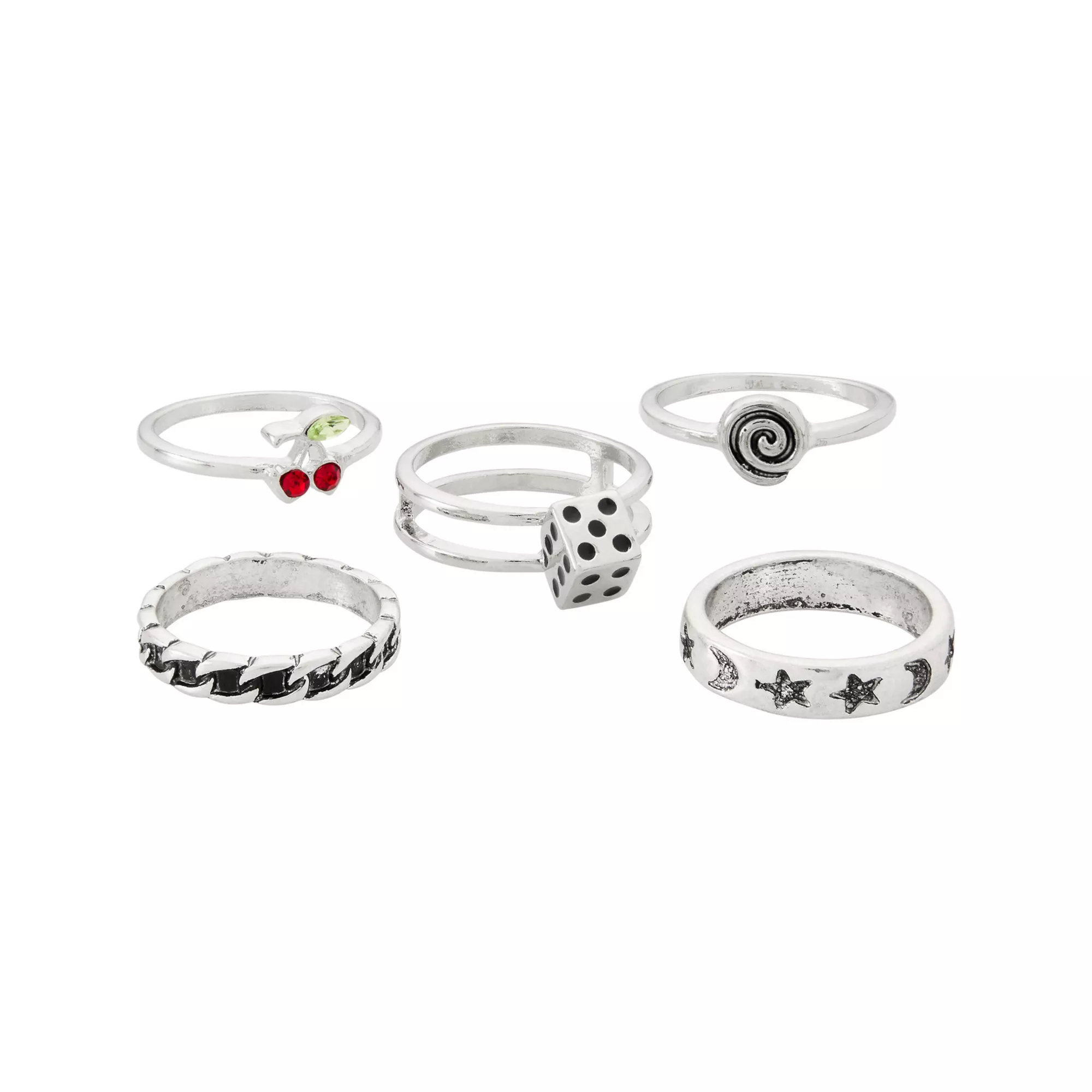 Multi-Pack Eclectic Novelty Rings - 5 Pack at Spencer's