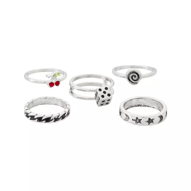Multi-Pack Eclectic Novelty Rings - 5 Pack at Spencer's
