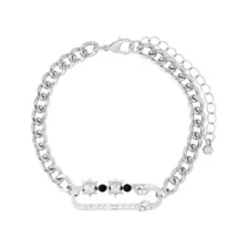 Multi-Pack Silvertone and Black Spiked Chain Bracelets - 5 Pack at Spencer's