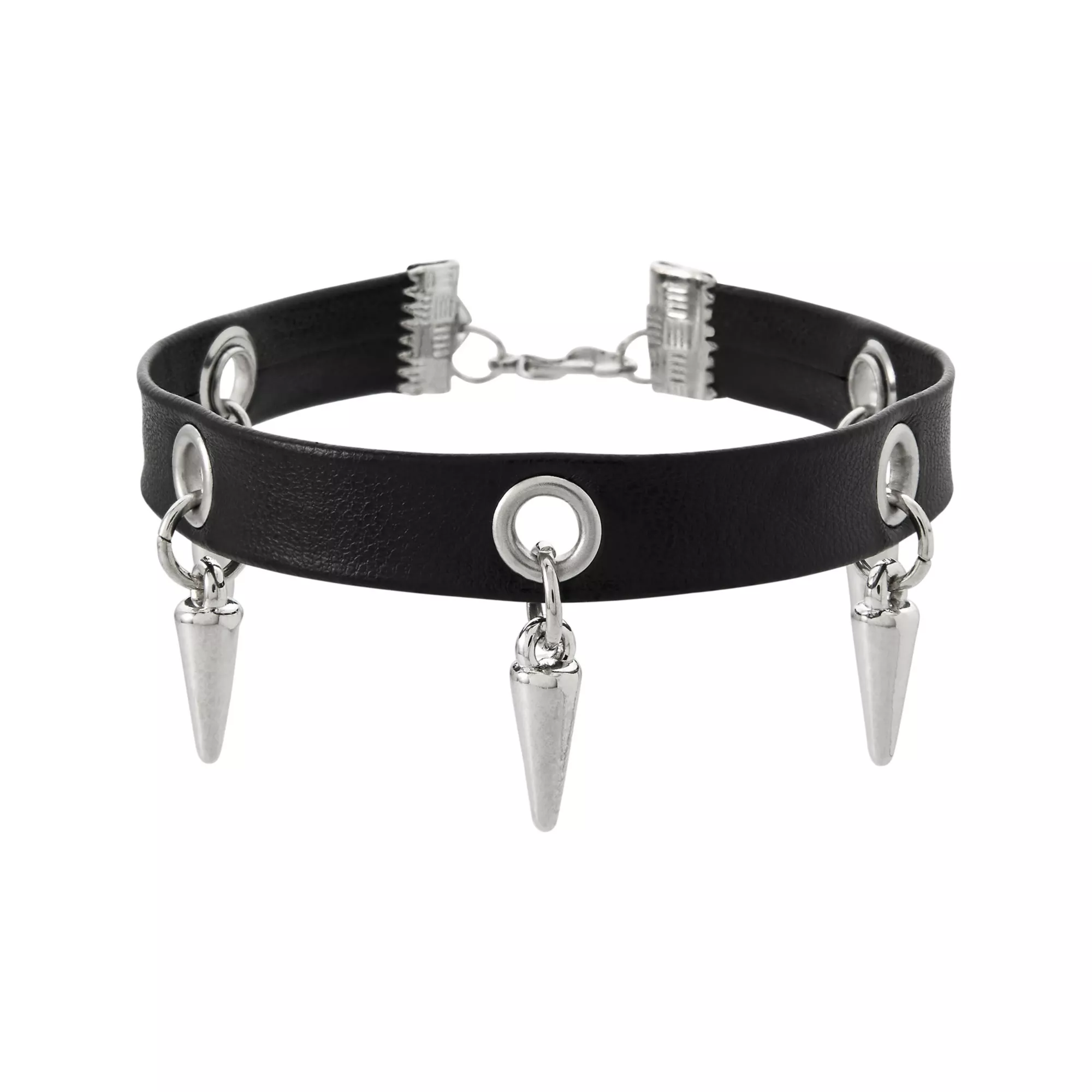 Multi-Pack Silvertone and Black Spiked Chain Bracelets - 5 Pack at Spencer's