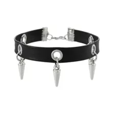 Multi-Pack Silvertone and Black Spiked Chain Bracelets - 5 Pack at Spencer's