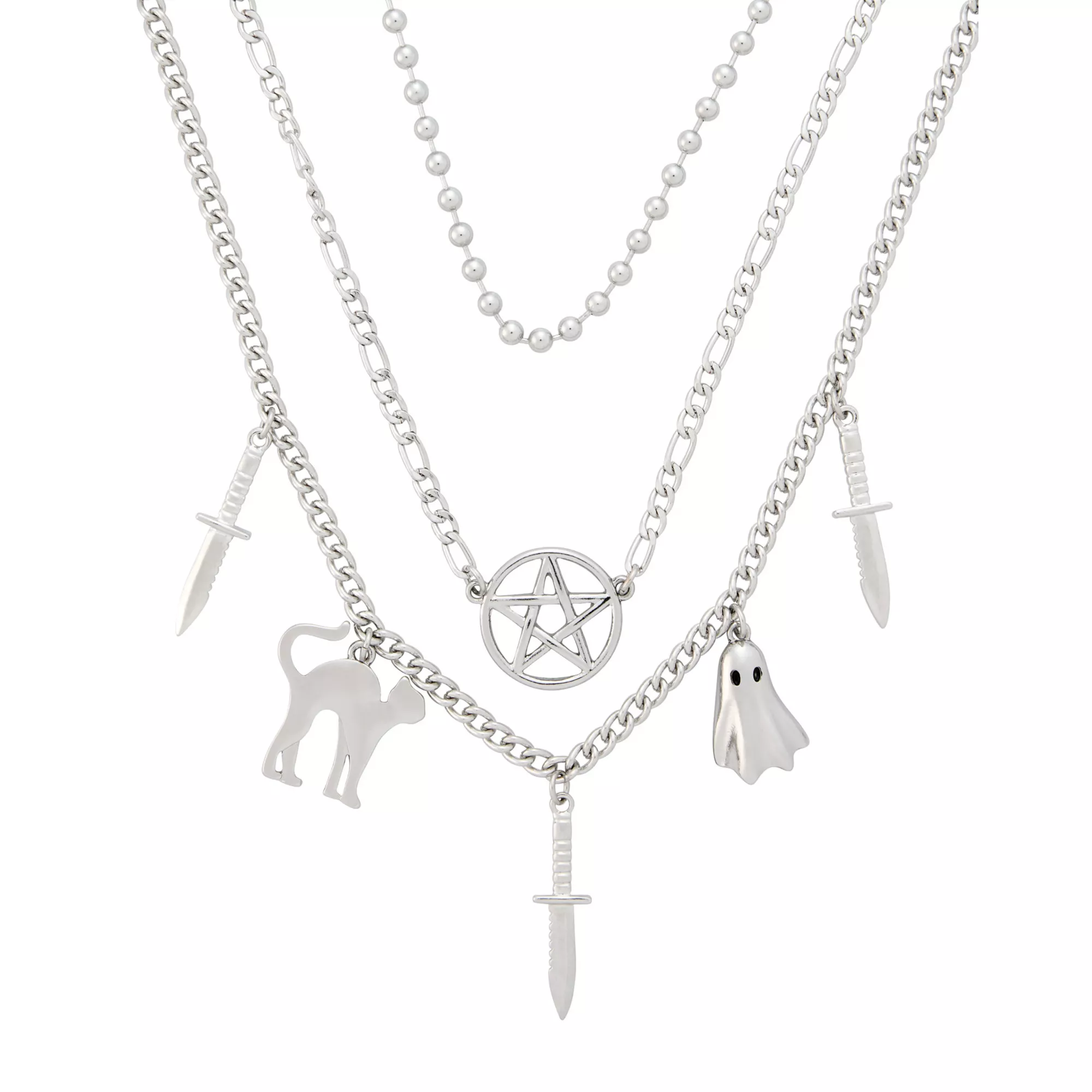 Cat Dagger Pentagram Chain Necklace at Spencer's