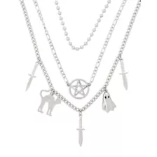 Cat Dagger Pentagram Chain Necklace at Spencer's