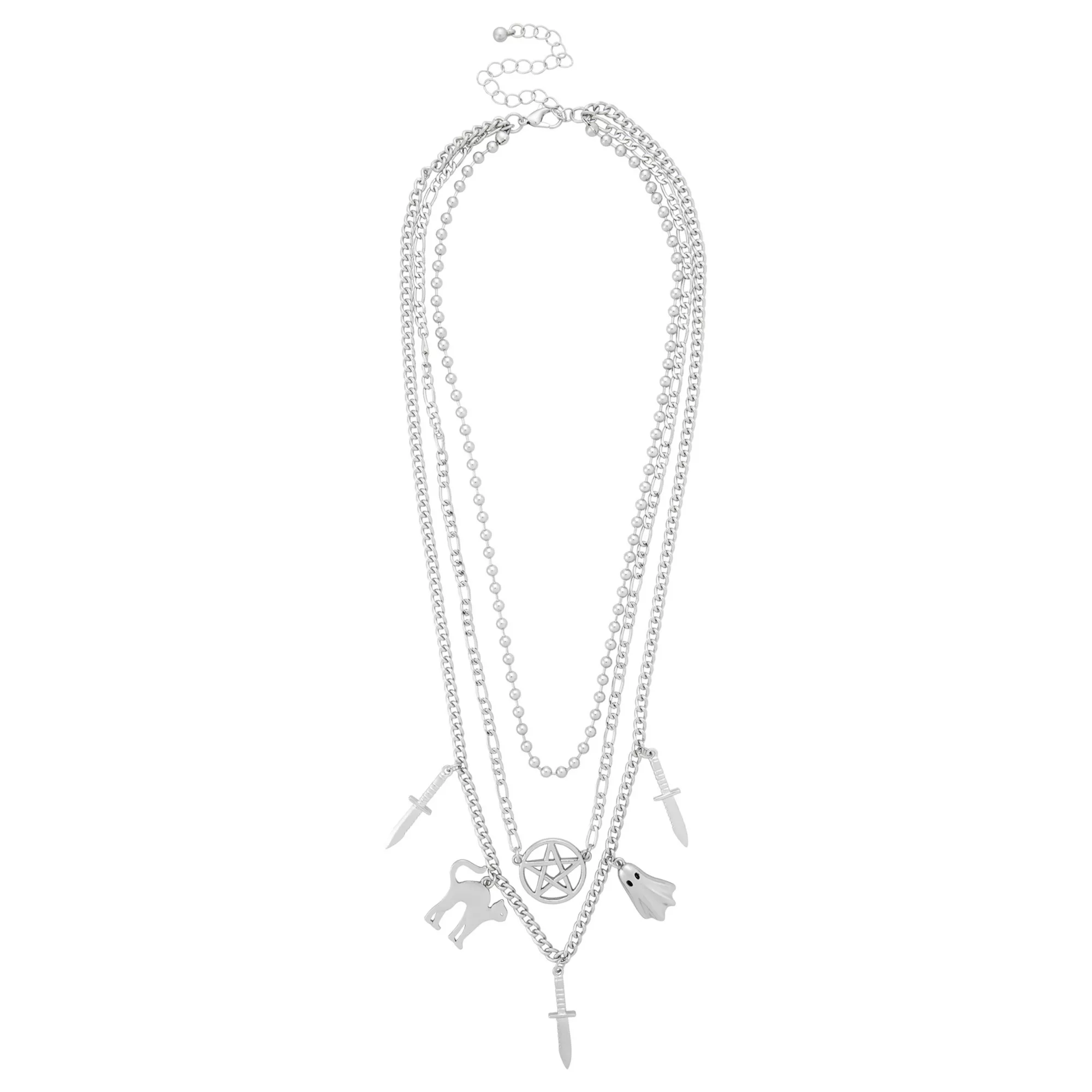 Cat Dagger Pentagram Chain Necklace at Spencer's