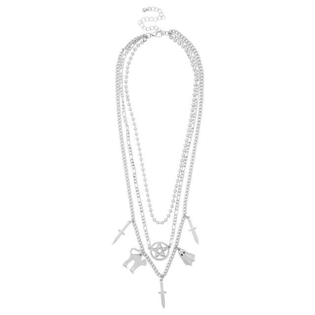 Cat Dagger Pentagram Chain Necklace at Spencer's