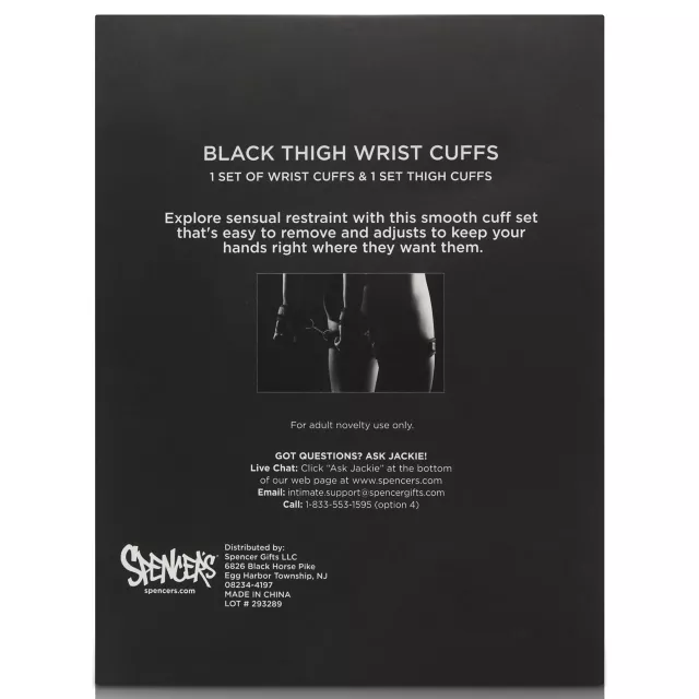 Black Thigh Wrist Cuffs Set - Pleasure Bound at Spencer's