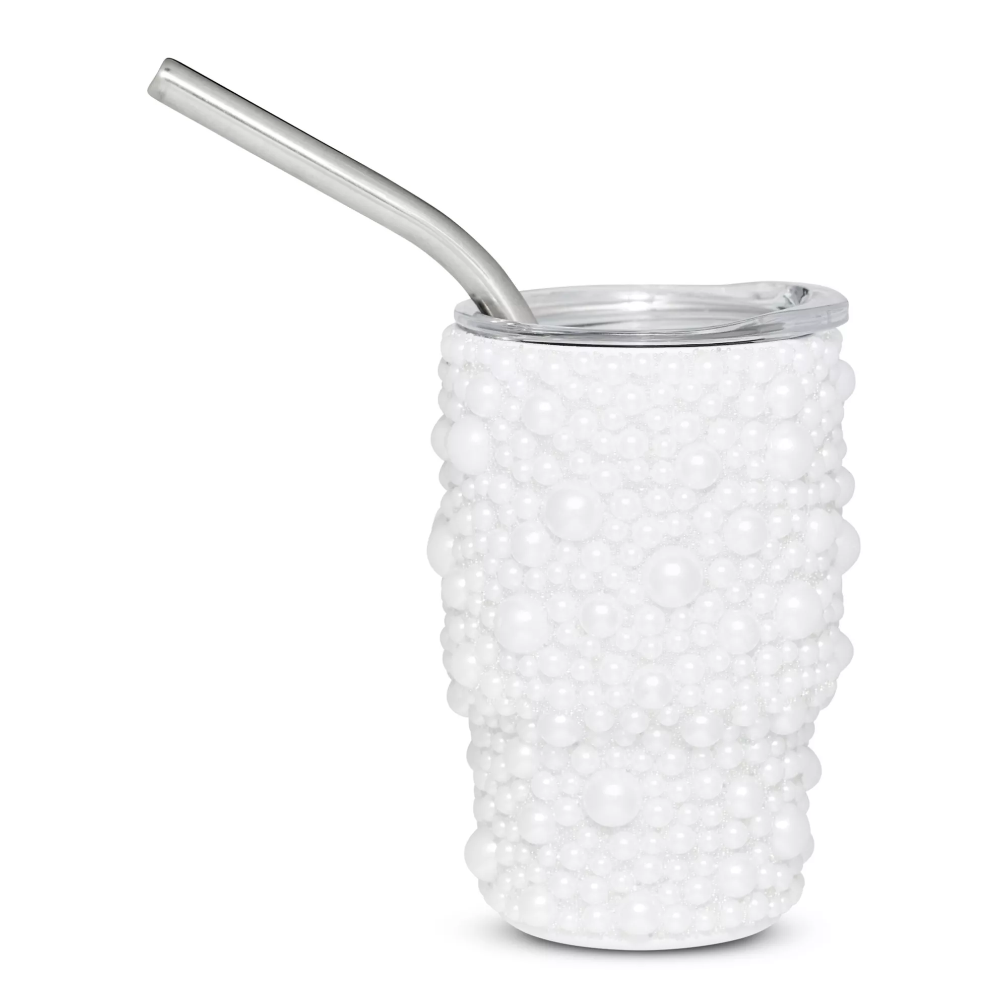 White Pearl Bedazzled Mini Tumbler with Straw - 3 oz. at Spencer's