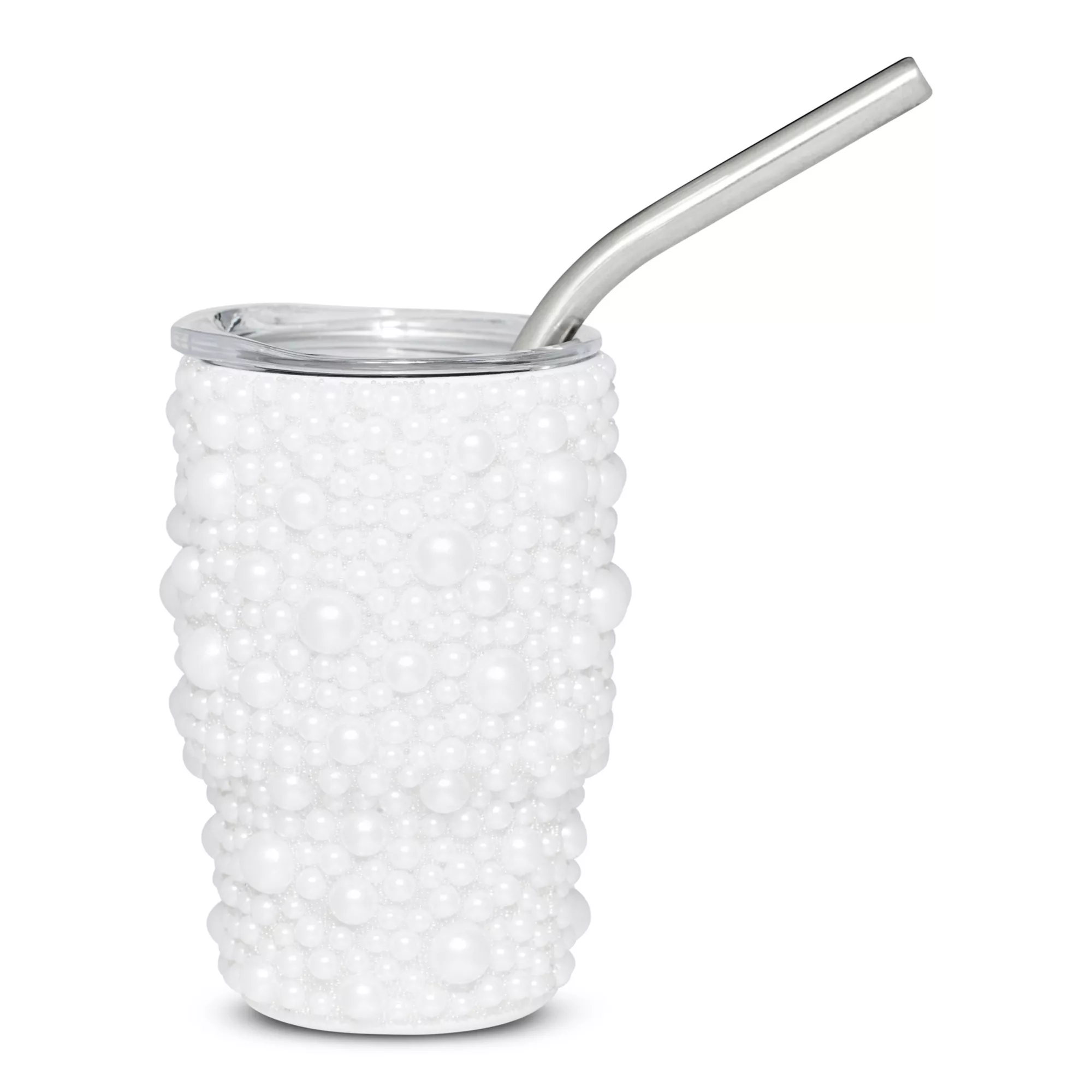 White Pearl Bedazzled Mini Tumbler with Straw - 3 oz. at Spencer's