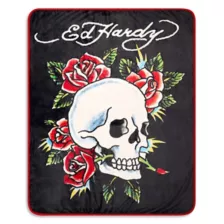 Ed Hardy Skull Tattoo Fleece Blanket