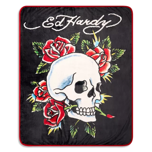 Ed Hardy Skull Tattoo Fleece Blanket