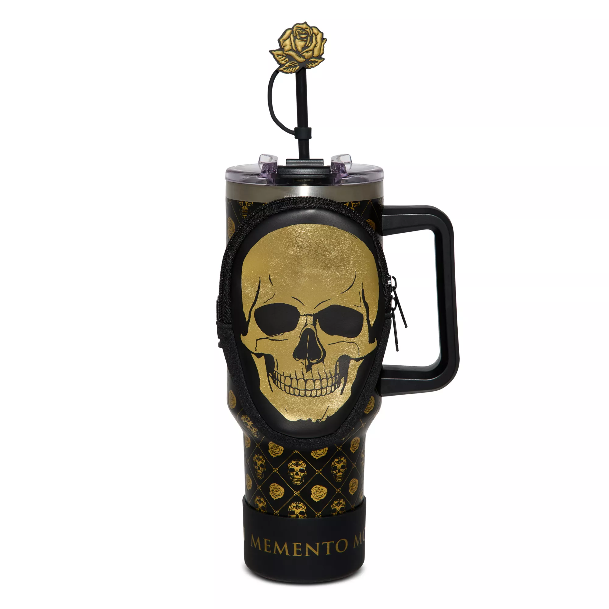 Memento Mori Gold Skull Travel Tumbler with Straw and Accessories - 40 oz. at Spencer's