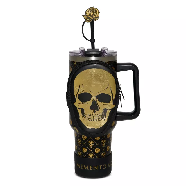 Memento Mori Gold Skull Travel Tumbler with Straw and Accessories - 40 oz. at Spencer's