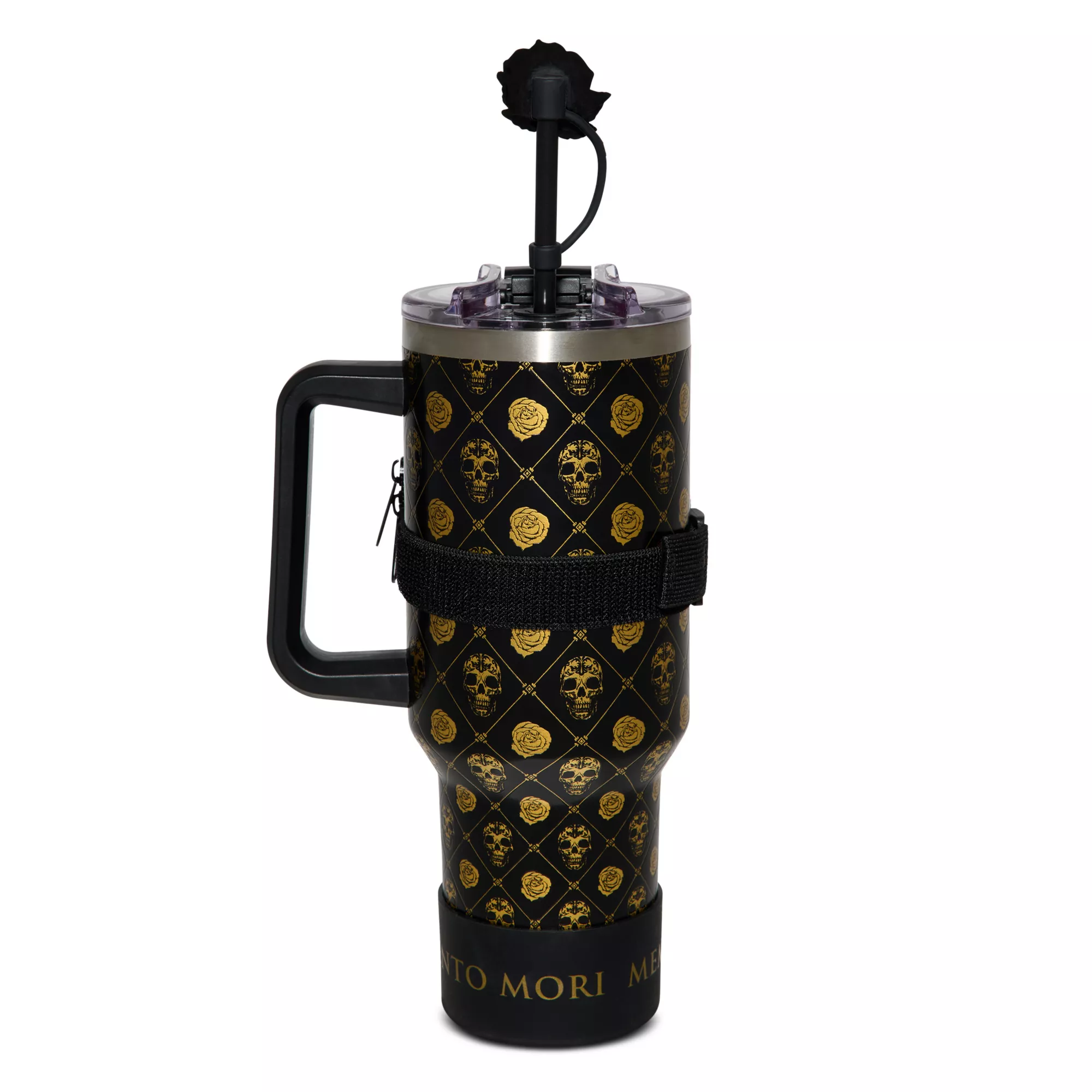 Memento Mori Gold Skull Travel Tumbler with Straw and Accessories - 40 oz. at Spencer's