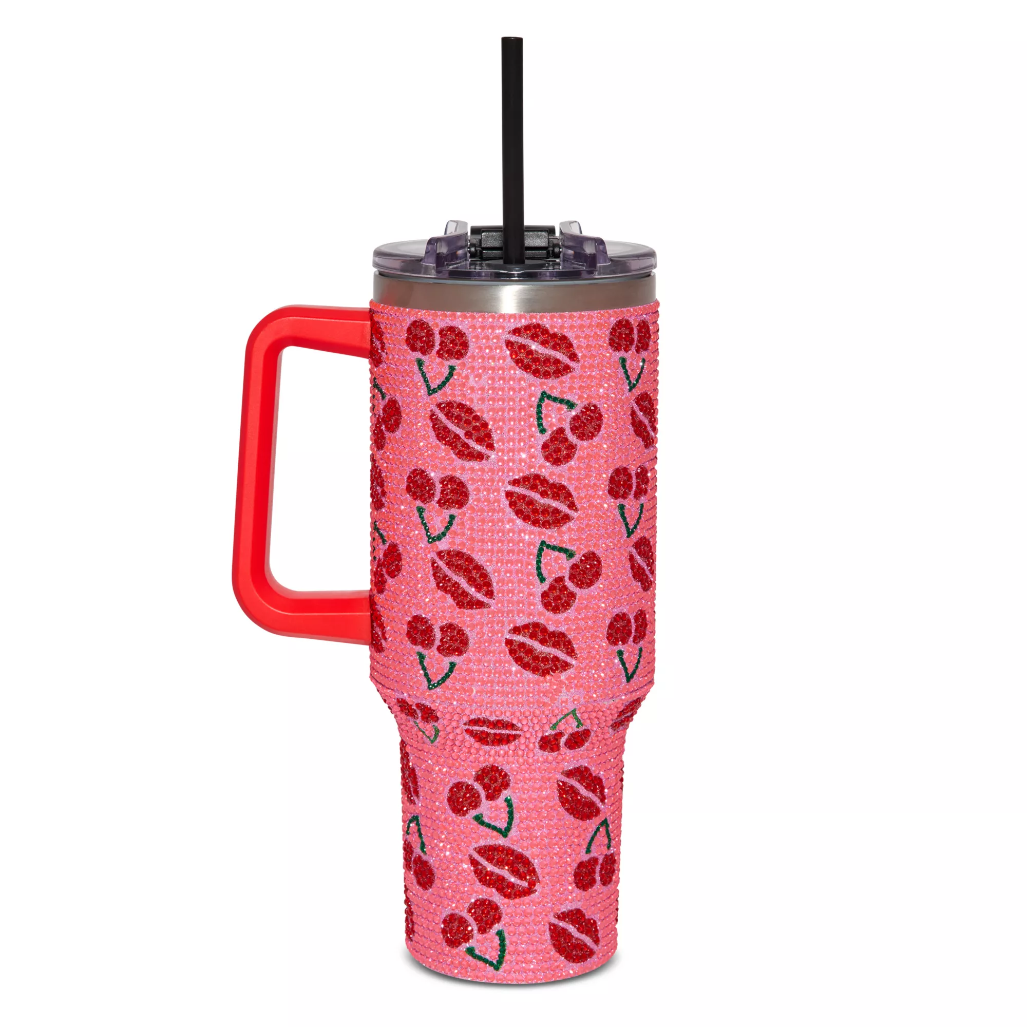 Cherry Lips Rhinestone Travel Tumbler with Straw - 40 oz. at Spencer's