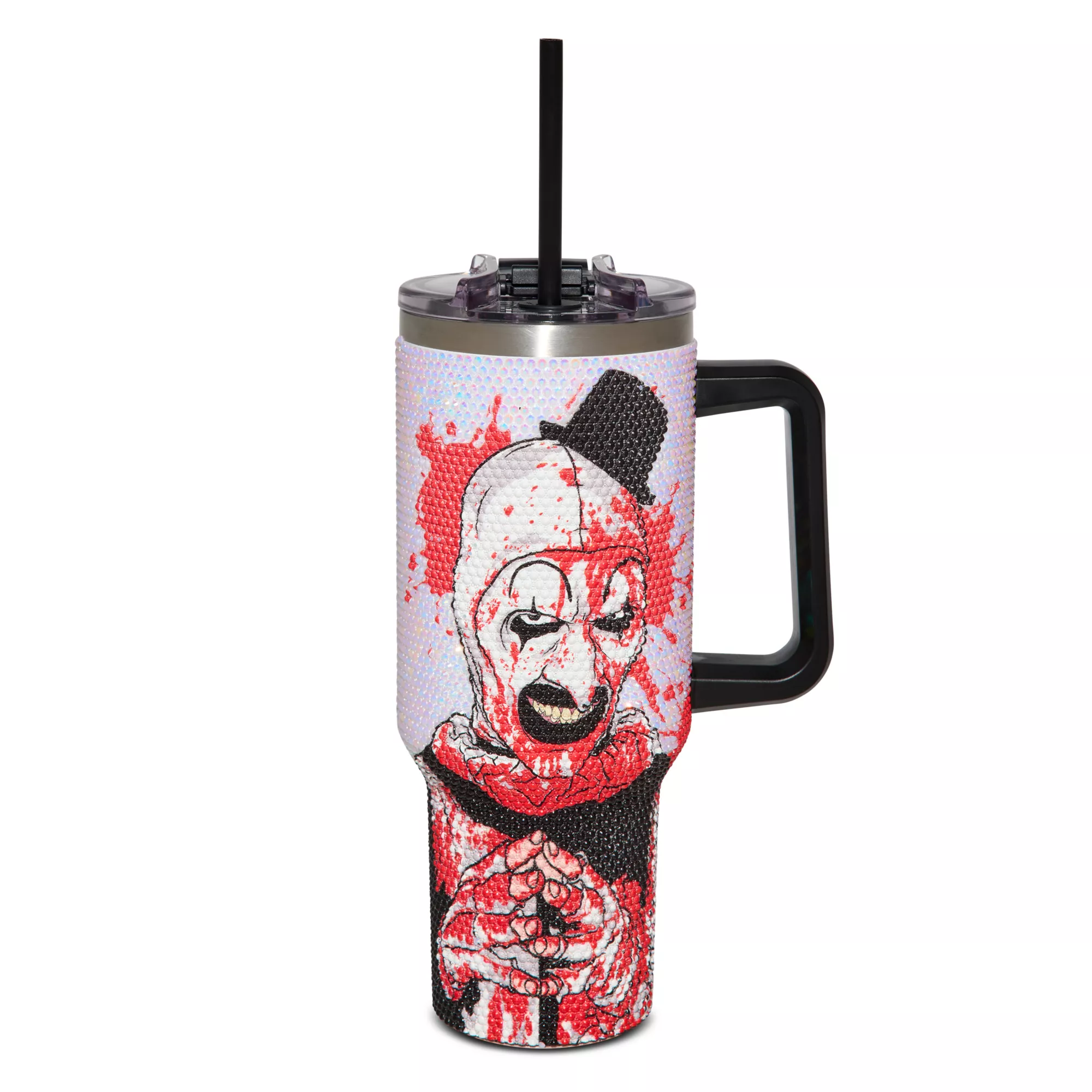 Art the Clown Bloody Rhinestone Tumbler 40 oz. - Terrifier at Spencer's