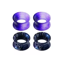 Multi-Pack Silicone Black and Purple Splatter Tunnels - 2 Pair at Spencer's
