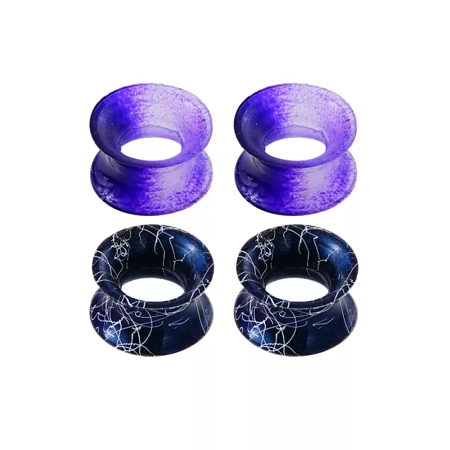 Multi-Pack Silicone Black and Purple Splatter Tunnels - 2 Pair at Spencer's