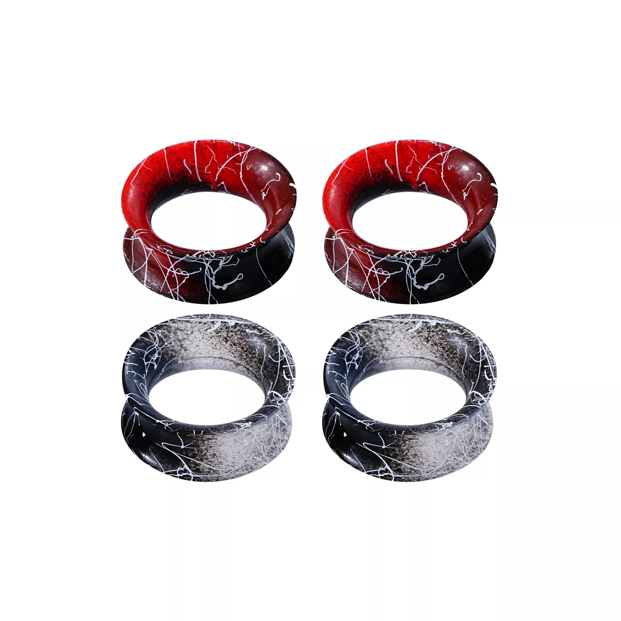 Multi-Pack Silicone Red and Black Splatter Tunnels - 2 Pair at Spencer's