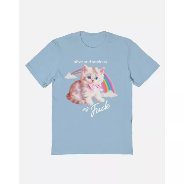 Alive and Anxious AF Rainbow Cat T Shirt at Spencer's