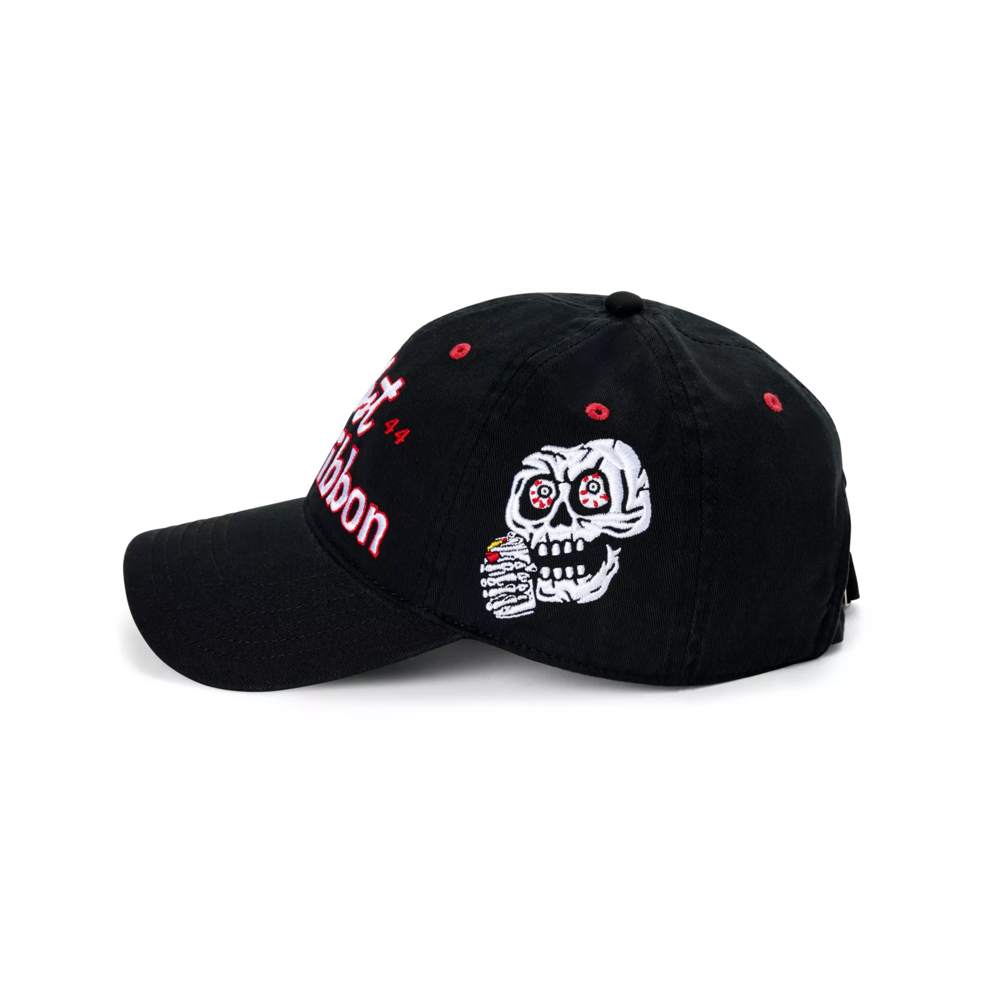 Pabst Blue Ribbon Skull Drinking Dad Hat at Spencer's