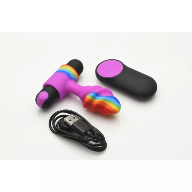 Rainbow Remote Control Vibrating Butt Plug at Spencer's