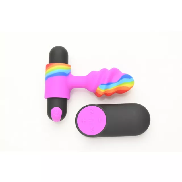 Rainbow Remote Control Vibrating Butt Plug at Spencer's