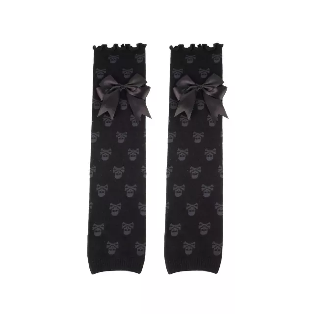 Skull Print Bow Leg Warmers at Spencer's
