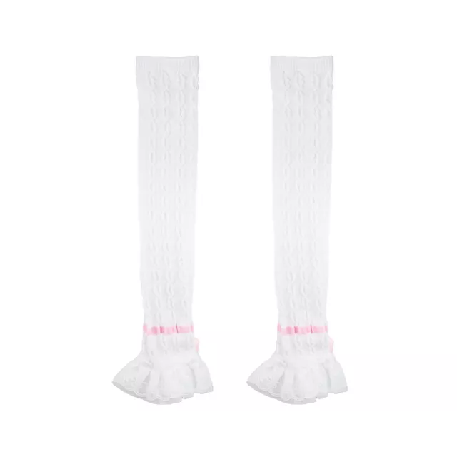 White Pink Bow Leg Warmers at Spencer's