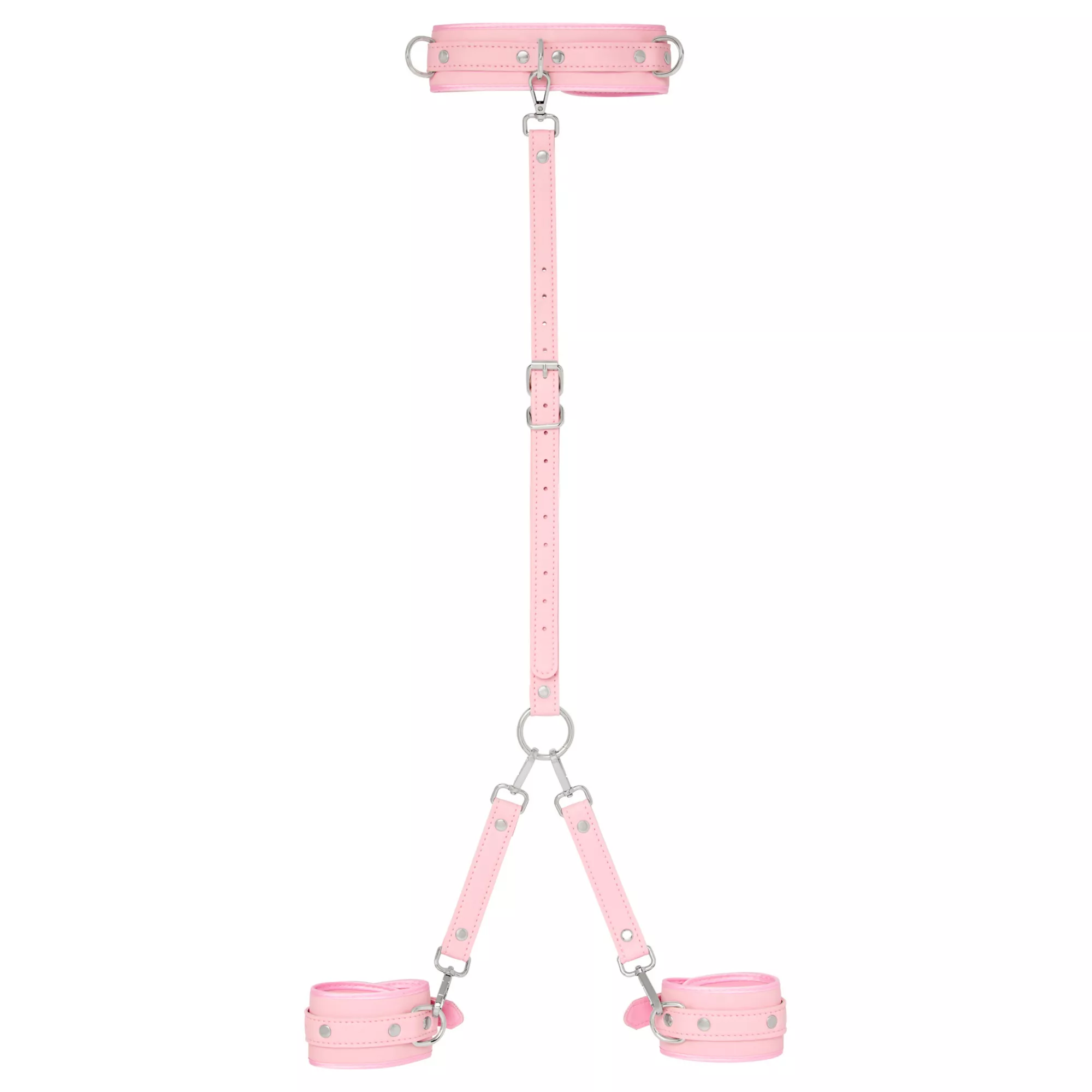 Pink Faux Leather Choker with Wrist Restraints Set - Pleasure Bound at Spencer's