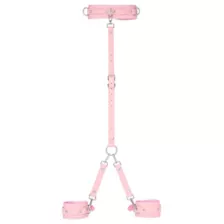 Pink Faux Leather Choker with Wrist Restraints Set - Pleasure Bound at Spencer's