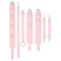 Pink Faux Leather Choker with Wrist Restraints Set - Pleasure Bound at Spencer's