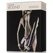 Pink Faux Leather Choker with Wrist Restraints Set - Pleasure Bound at Spencer's