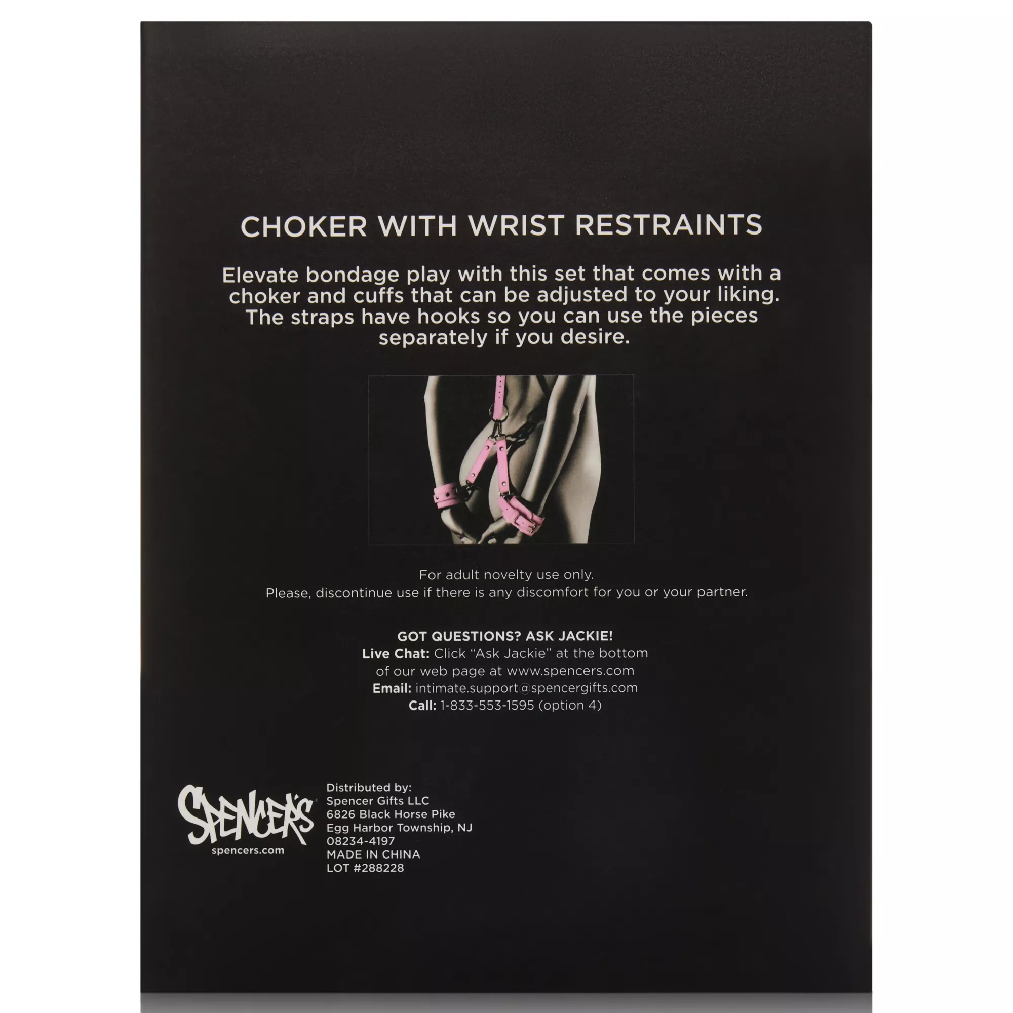 Pink Faux Leather Choker with Wrist Restraints Set - Pleasure Bound at Spencer's