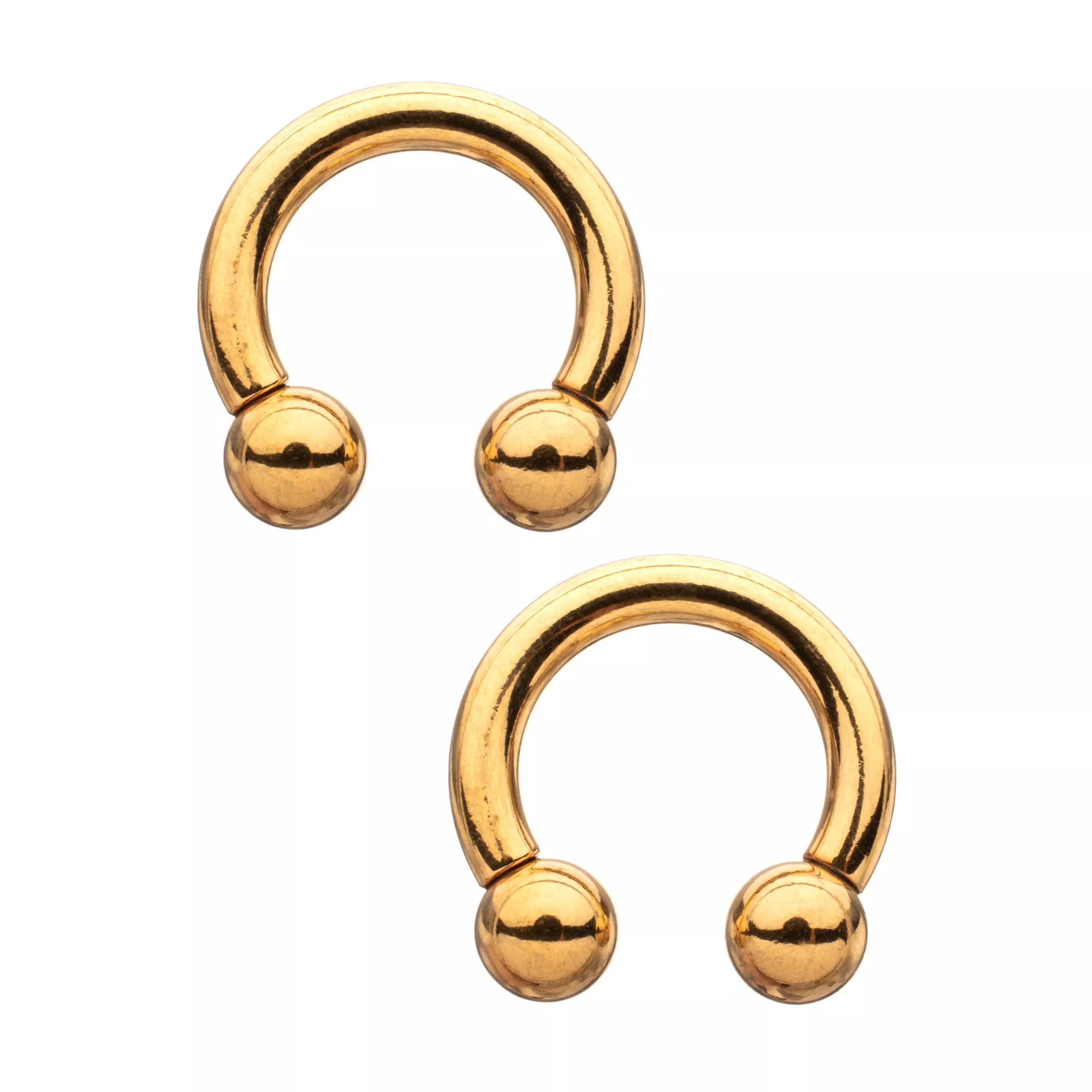 Gold Plated Ball End Horseshoe Rings at Spencer's