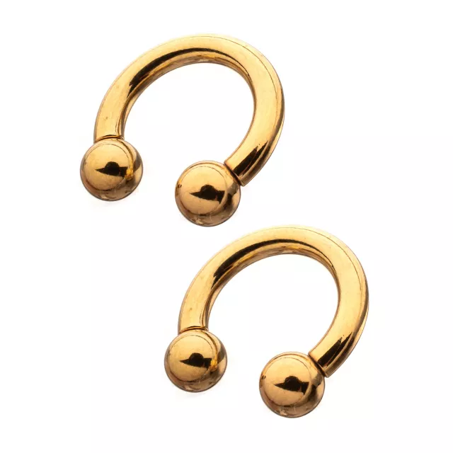 Gold Plated Ball End Horseshoe Rings at Spencer's