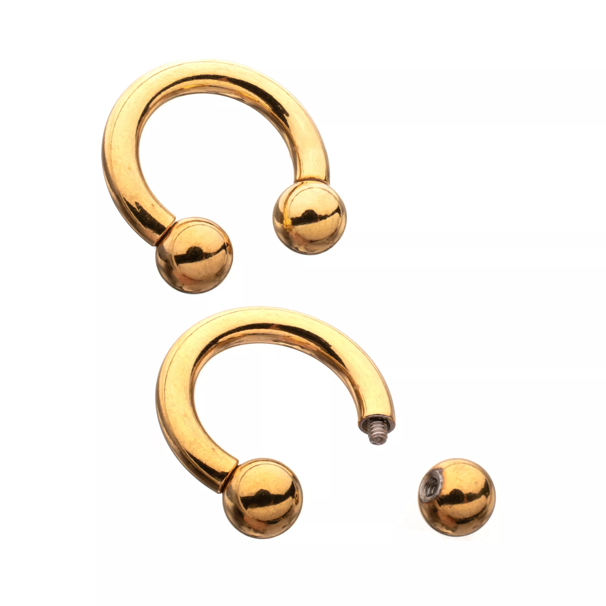 Gold Plated Ball End Horseshoe Rings at Spencer's