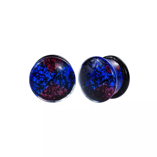 Purple and Blue Crackle Glass Plugs at Spencer's
