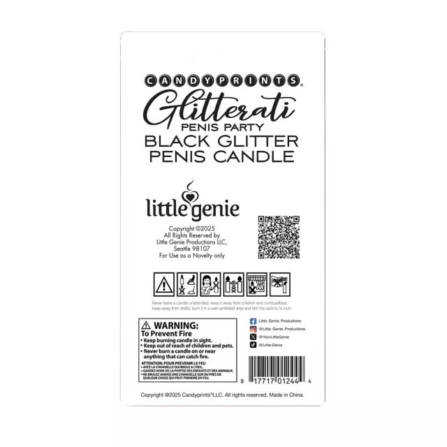 Glitterati Black Glitter Penis Candle