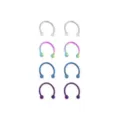 Multi-Pack Blue Purple and Silvertone Titanium Horseshoe Rings 4 Pair - 14 Gauge at Spencer's