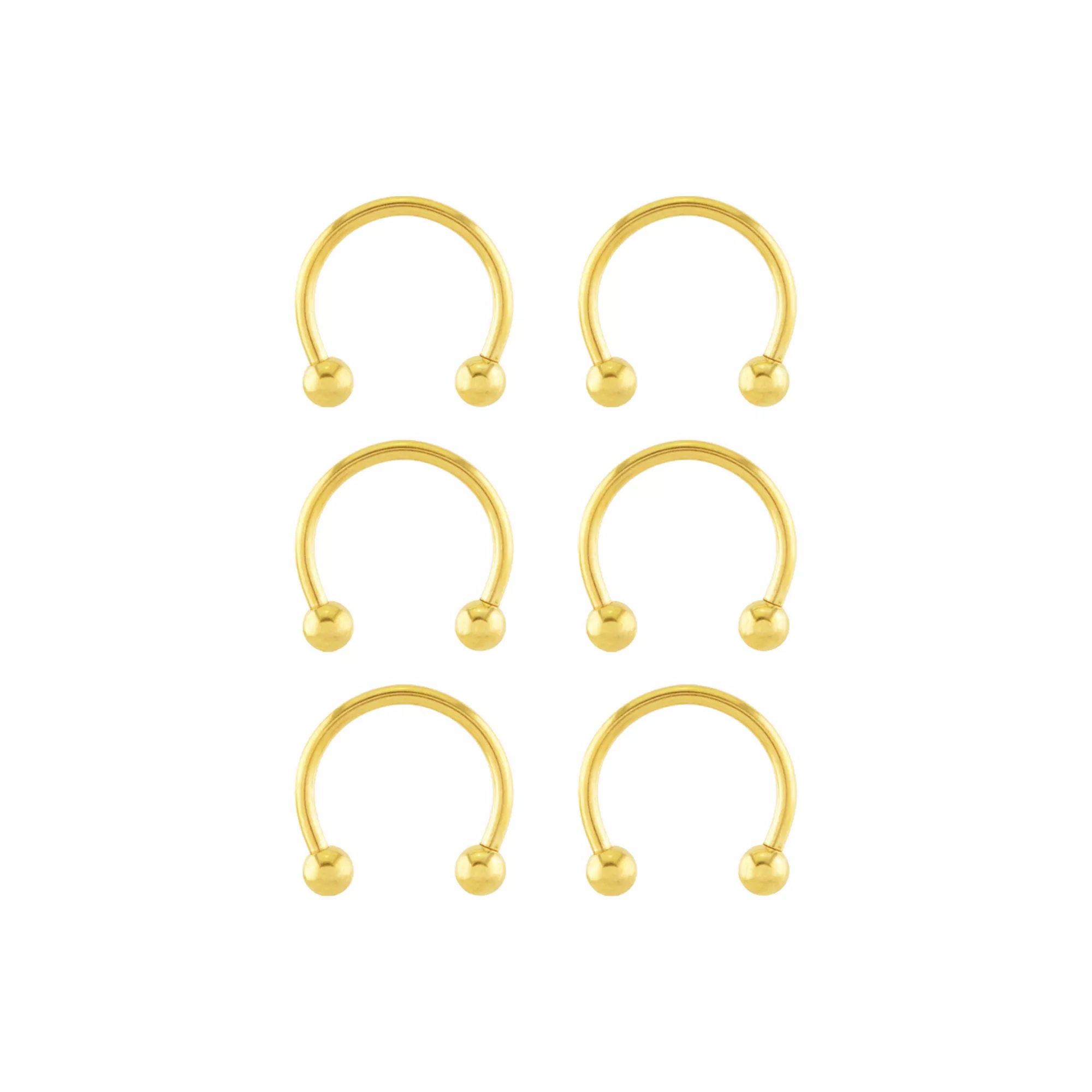 Multi-Pack Goldtone Titanium Horseshoe Rings 6 Pack - 14 Gauge at Spencer's