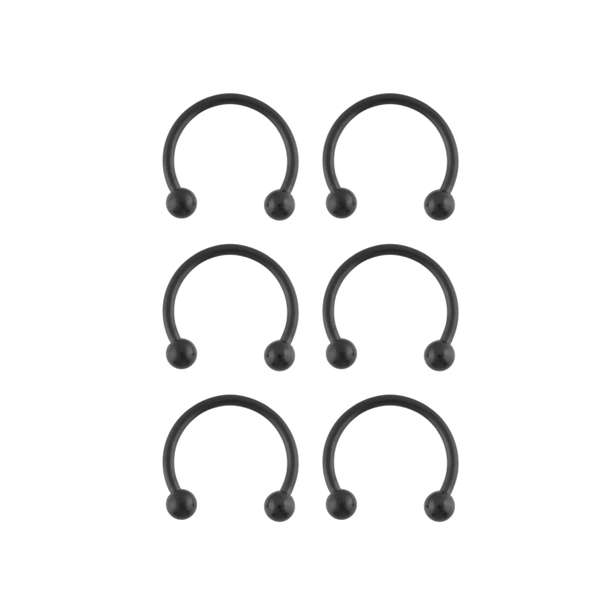 Multi-Pack Black Titanium Horseshoe Rings 6 Pack - 14 Gauge at Spencer's