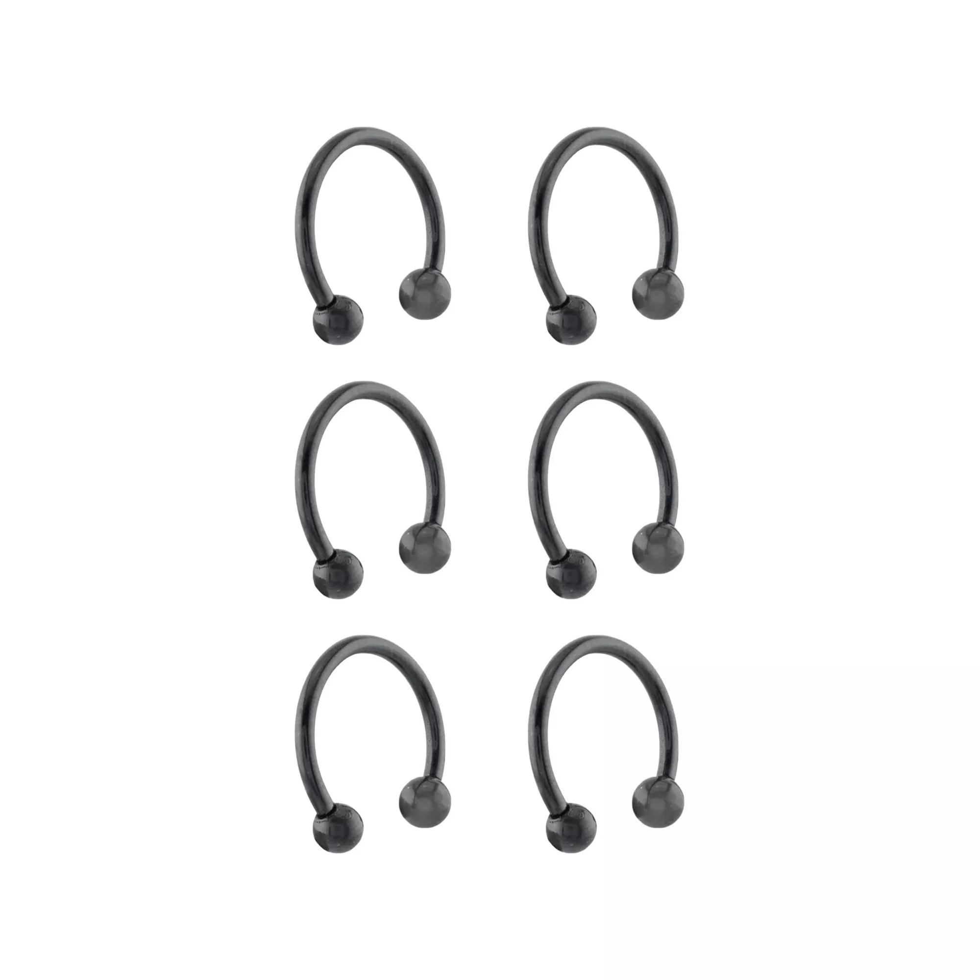 Multi-Pack Black Titanium Horseshoe Rings 6 Pack - 14 Gauge at Spencer's